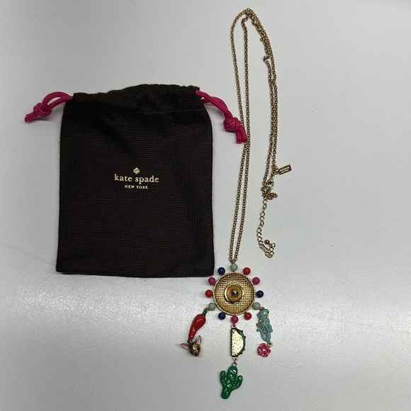 kate spade Jewelry - Kate Spade Fiesta Charm Necklace Chihuahua Dog Sombrero Hat Lizard Taco Cactus